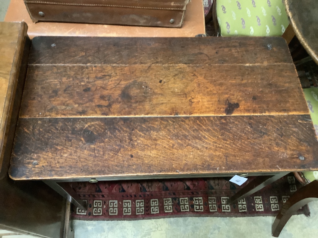 A late 18th century oak side table, width 81cm, depth 45cm, height 71cm